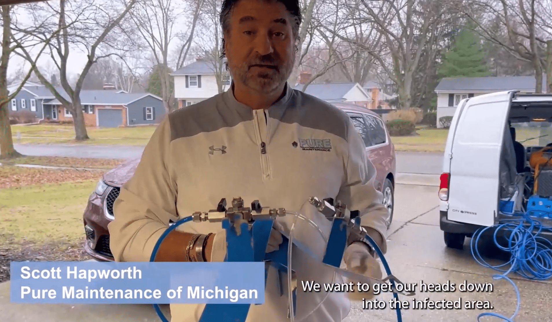 Scott Hapworth performing Mold Remediation in a crawlspace in Ann Arbor Michigan